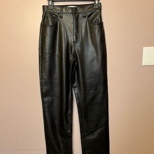 Abercrombie & Fitch 90’s Straight Ultra High Rise Black Faux Leather Pants